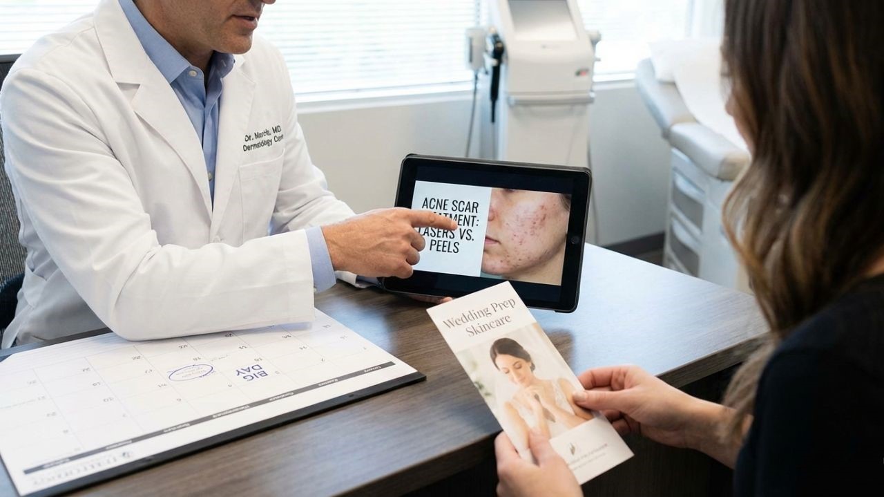 Bride with glowing skin after acne scar treatment in Jaipur by Dr. Sourabh Rawat.